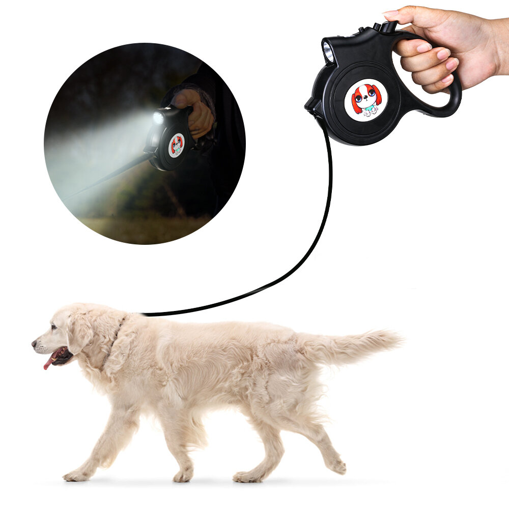 

DIGOO DG-PL901 5M Retractable Pet Traction Leash Waterproof Automatic Flexible Dog Leash 360° Self-Locking Hook With LED