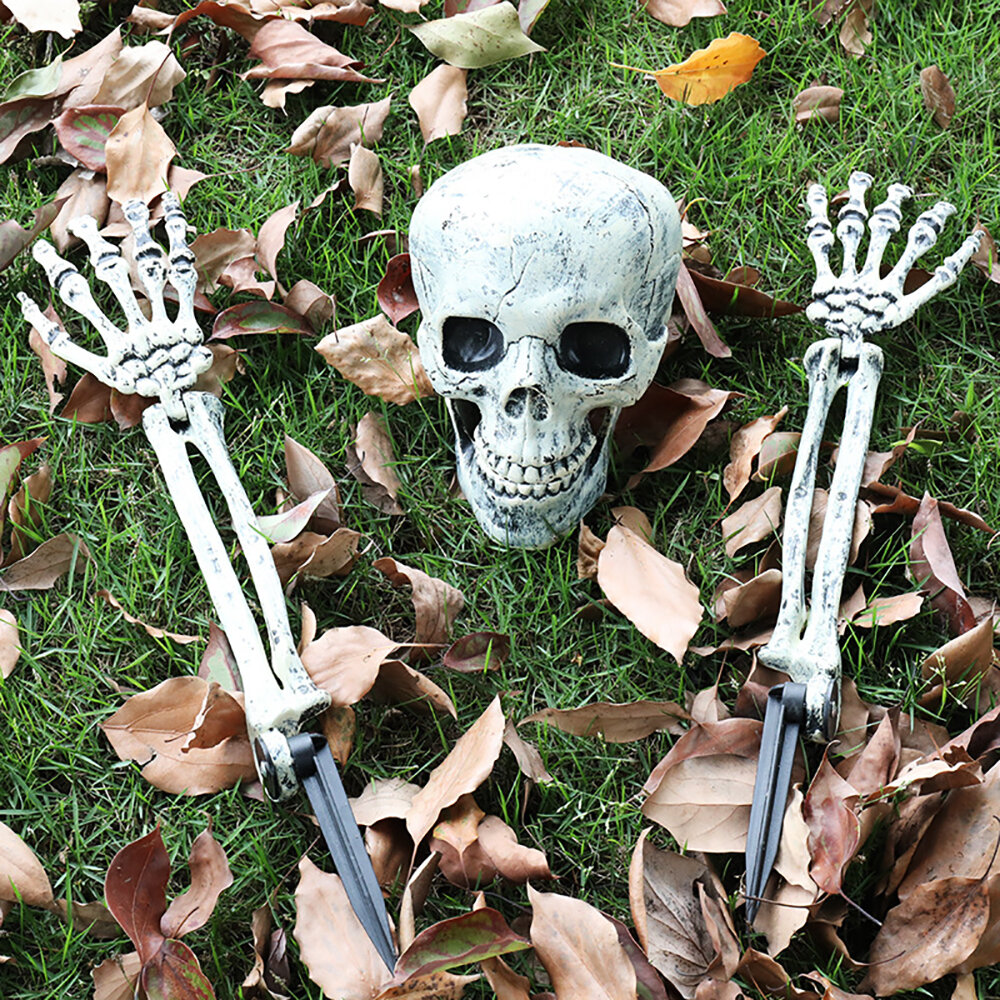

Realistic Skeleton Stakes Halloween Decorations Skull Head Hands Yard Lawn Garden Outdoor Looking