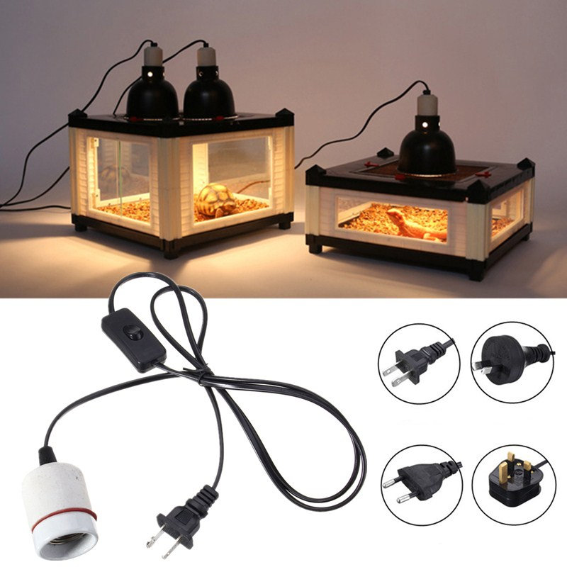 E27 Reptile Ceramic Heat Lamp Holder Light Switch Socket Adapter Lamp Fitting