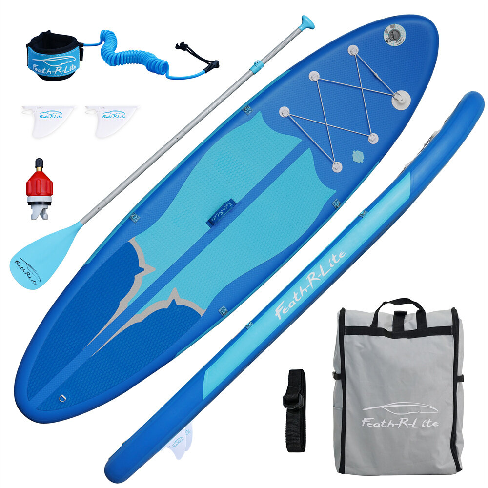 

[EU Direct] Funwater 305cm Inflatable Stand Up Paddle Board with Adjustable Paddle Travel Backpack Leash Waterproof Bag
