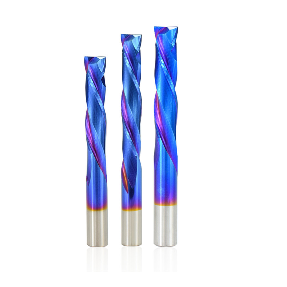

Drillpro Blue Nano Coating Up Down Milling Cutter 10mm/8mm Shank Carbide CNC Router Bit 2 Flute End Mill
