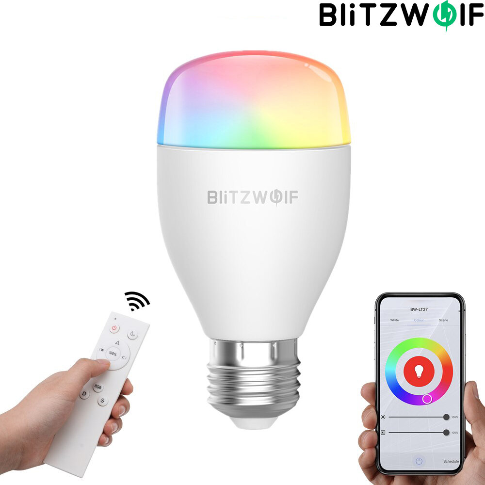 

BlitzWolf® BW-LT27 AC100-240V RGBWW+CW 9W E27 APP Smart LED Bulb Work With Alexa Google Assistant + IR Remote Control