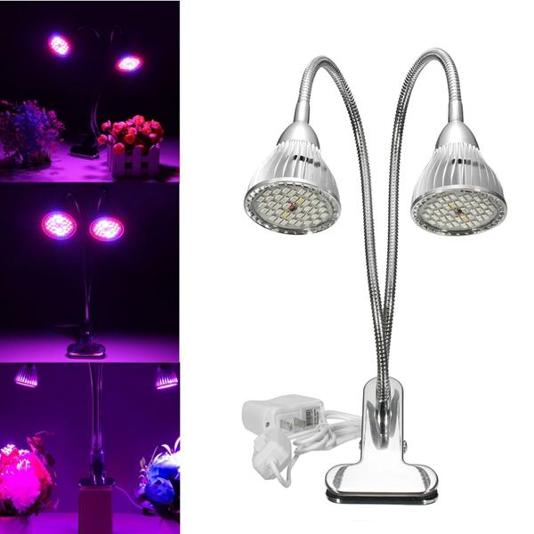 15W Flexible Clip-on Hydroponics Plant LED Dual Grow Light Full Spectrum Flower Lamp