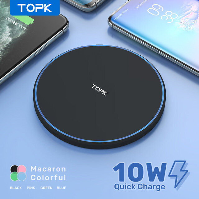 

TOPK B08W Macaron 10W Wireless Charger Fast Charging for iPhone 12 for Samsung Galaxy S21 Ultra Huawei Mate 40 Pro OnePl