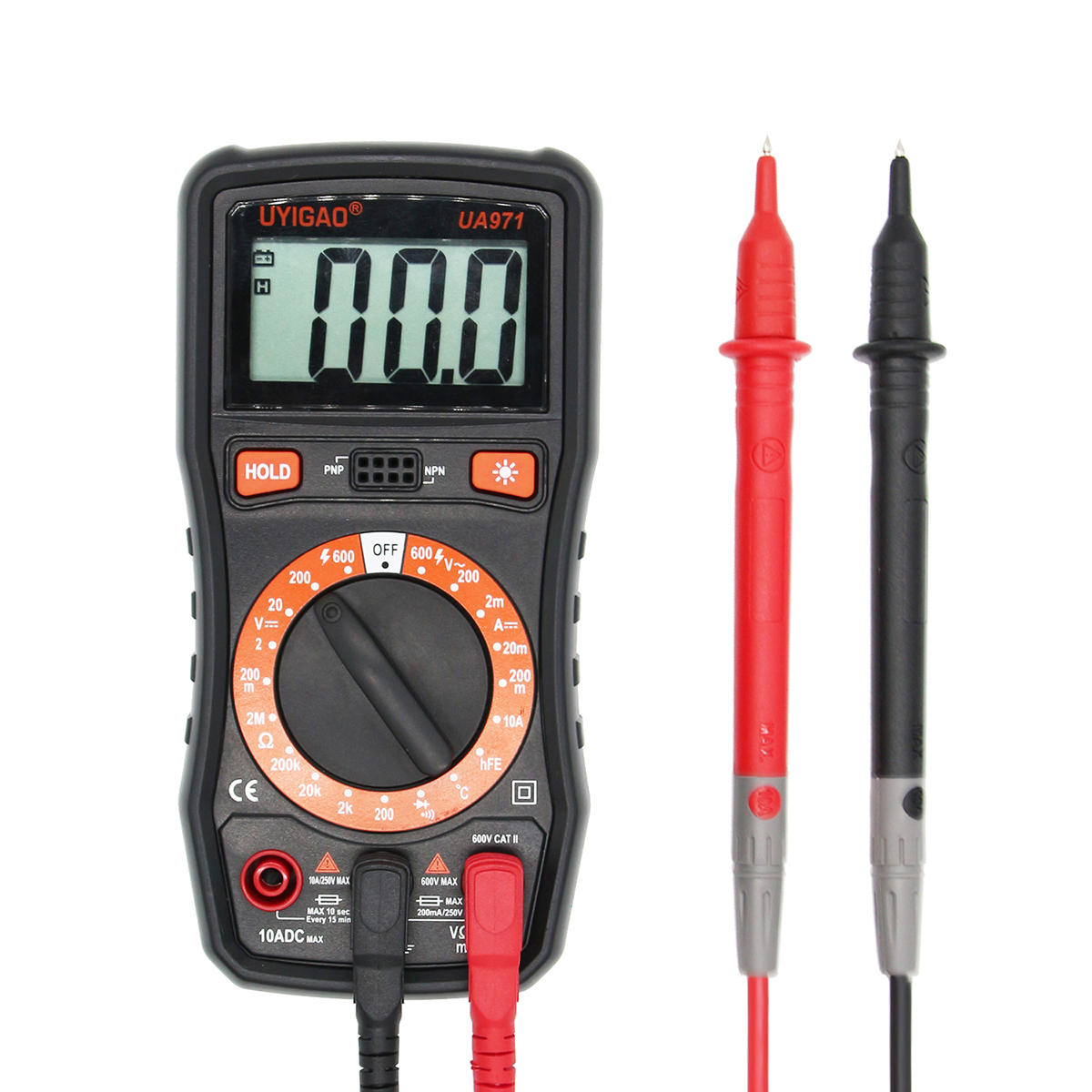 UYIGAO UA971 LCD Voltmeter Ammeter Multimeter Temperature Diode Tester with Temperature Measurement