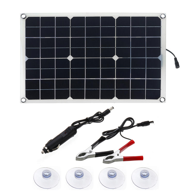 

20W 5V USB Output Monocrystalline Silicon Solar Panel Kit with Double USB Port/Crocodile Clip & Cigarette Lighter & Suct
