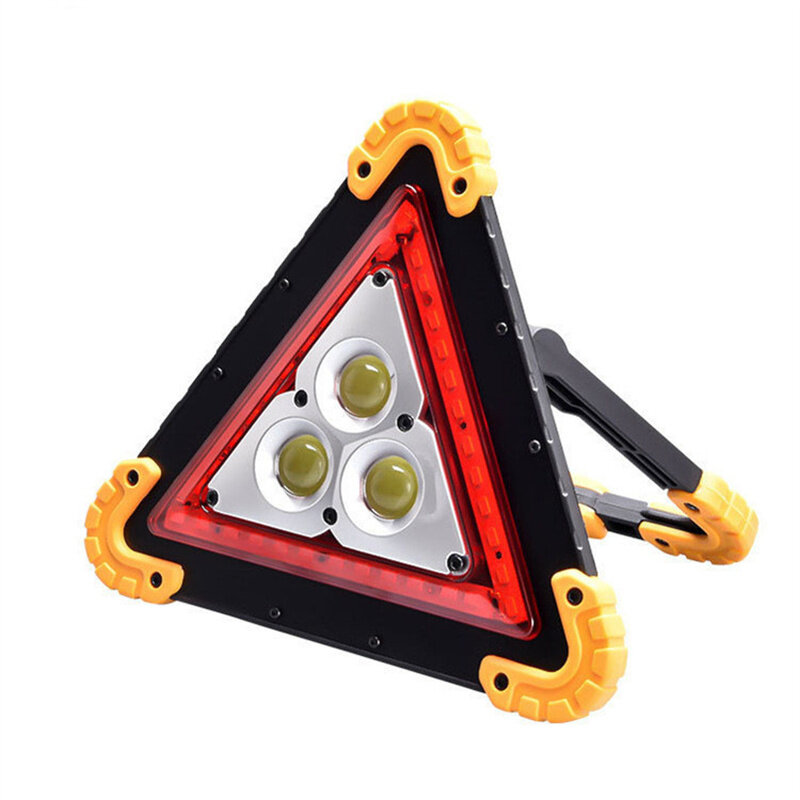 Triangolo di emergenza a LED ricaricabile per avvisare del pericolo con lampeggiante in caso di guasto al veicolo e dotato degli accessori necessari per i kit di sicurezza in auto