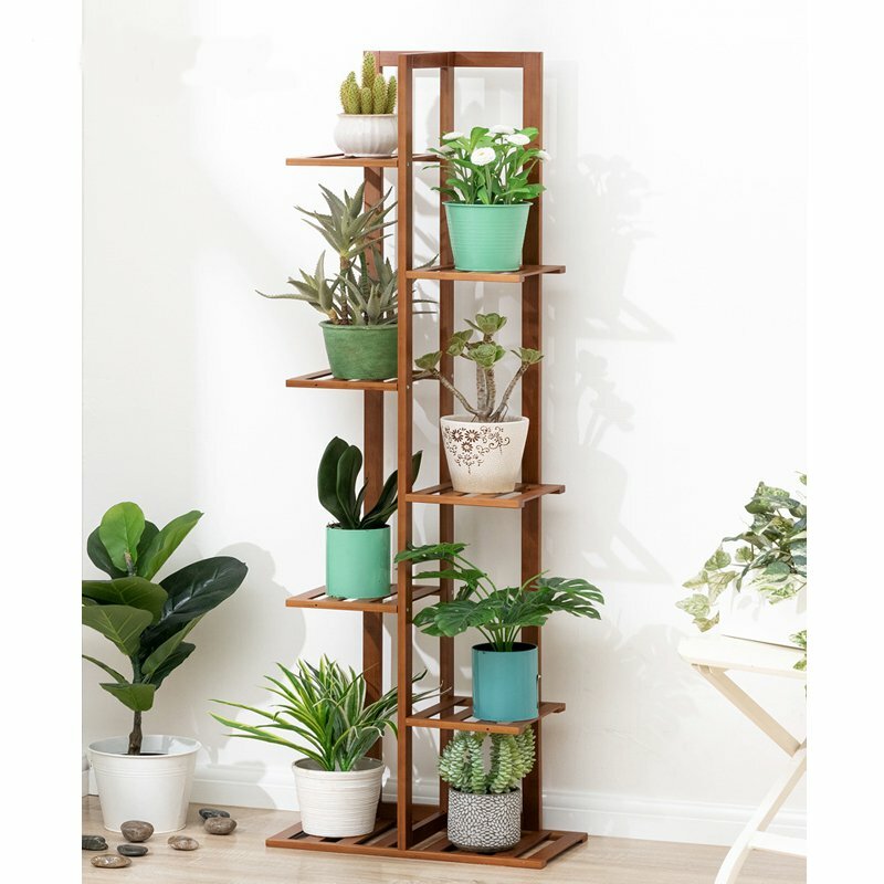 5/6/7-Tier Wooden Plant Stand Flower Pot Shelf Indoor Storage Display Rack
