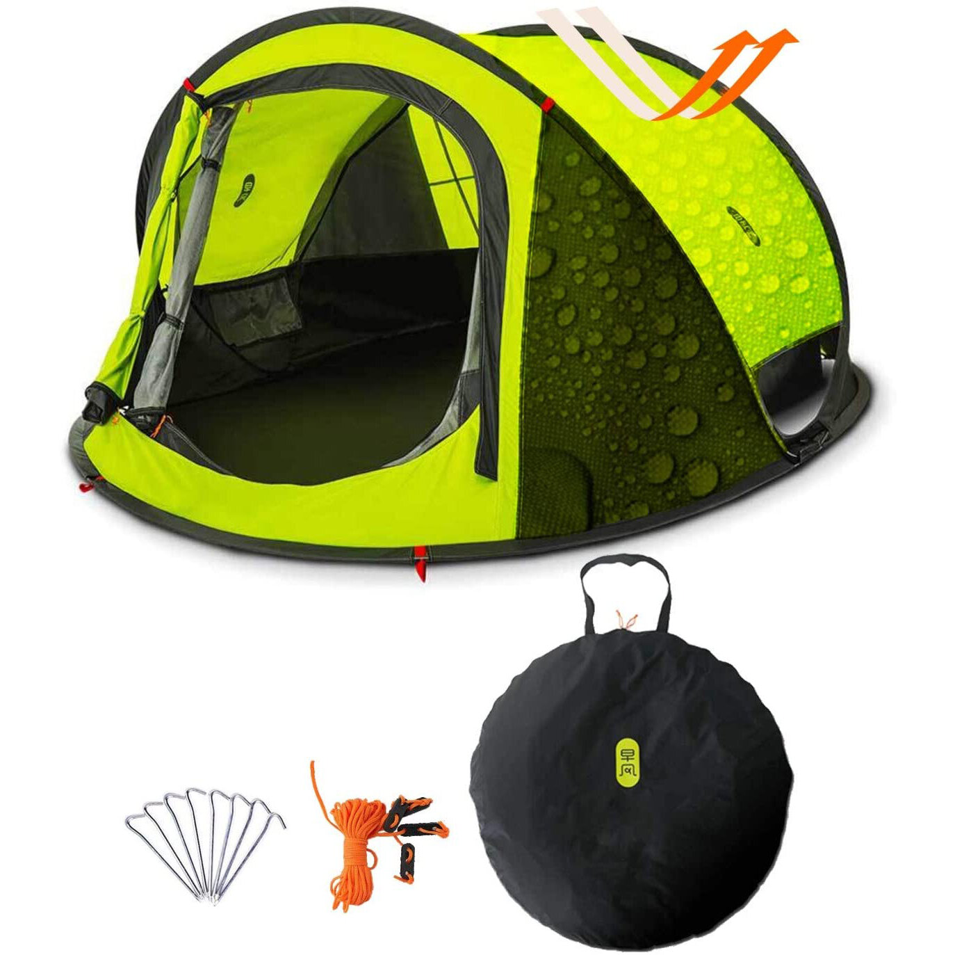 Раздвоенный палаточный шатер Zenph на 3-4 человека с автоматическим открытием за 3 секунды для семейного кемпинга на природе, водонепроницаемый солнцезащитный тент.