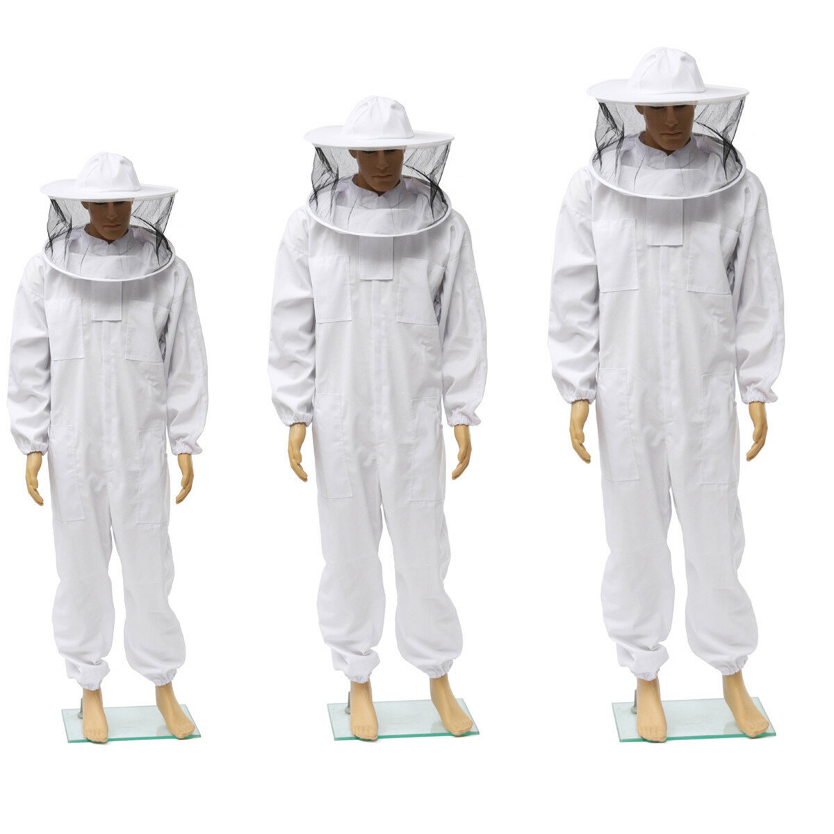 Imkers Bijen houden katoenen volledig beschermer pak met sluier hoed kap bij pak XL XXL XXL