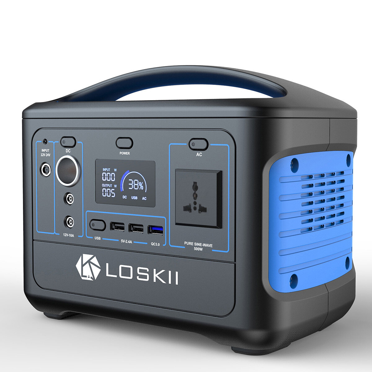 Loskii LK-PS10 Bærbar Udendørs Power Station Batterigenerator 220-230V 568Wh/153600mAh Camping Solar Generator Nødenergiforsyning LCD-skærm til udendørs camping