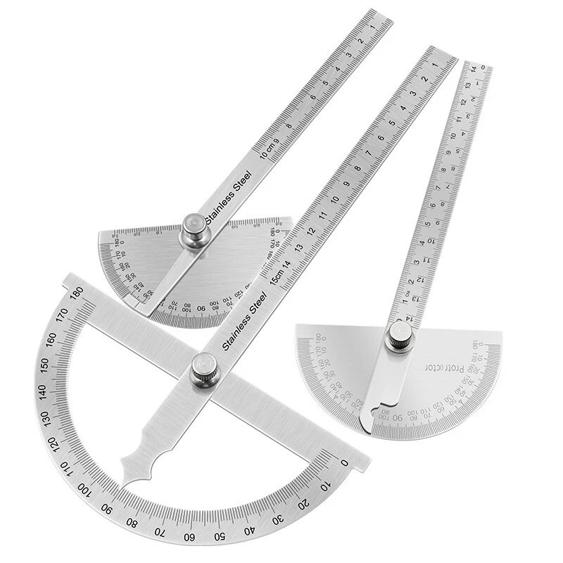 

180 Degree Protractor Metal Angle Finder Goniometer Angle Ruler Stainless Steel Woodworking Tools Rotary Measuring Ruler