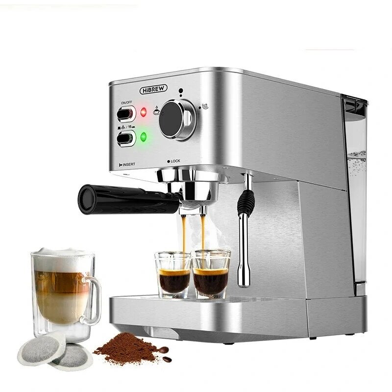 HiBREW H10 Powder/Pod dual-use Coffee Espresso Maker 20Bar Espresso Coffee Machine Inox Case Semi Au