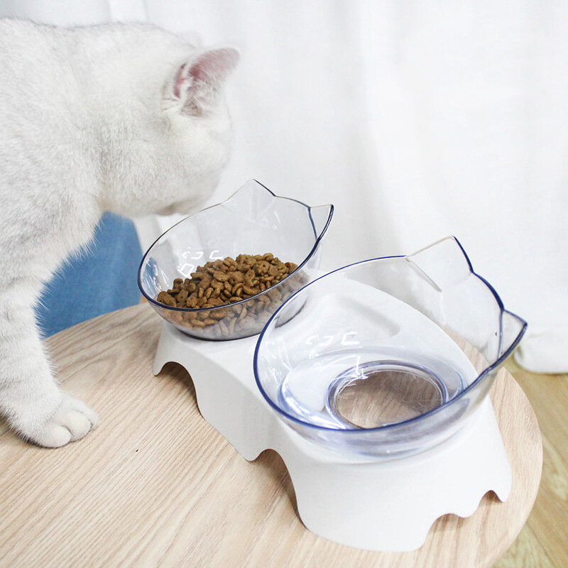 15 graden verhoogde voerbak voor katten Kattenvoer Watervoeder Plastic gekantelde verhoogde kom voor