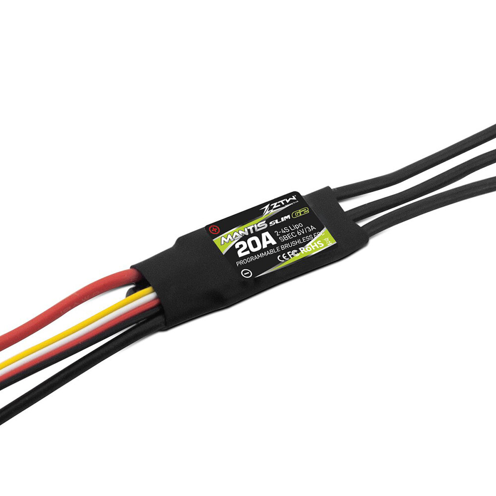 ZTW Mantis Slim 20A G2 New 32-Bit Brushless ESC With 6V/3A BEC 2-4S for F3P RC Airplane