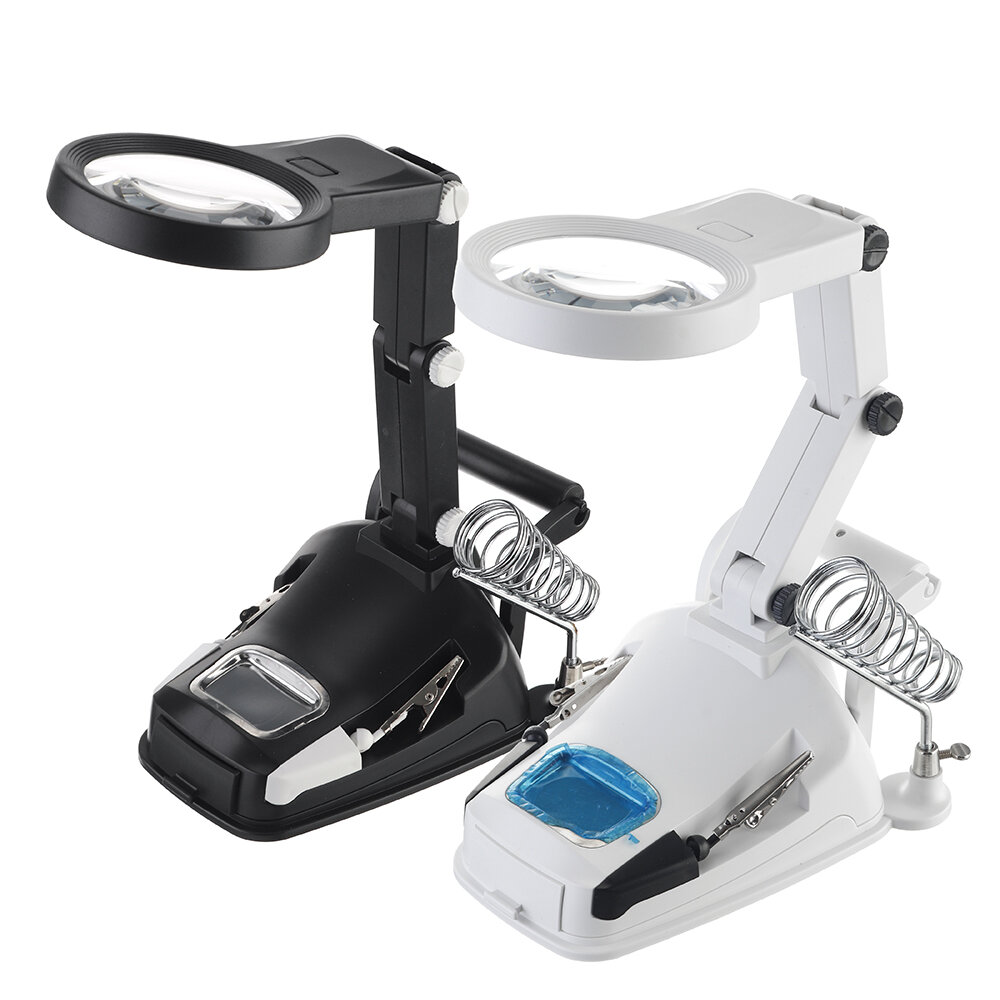 

Soldering Iron Stand Welding Tool Magnifier with Illuminated Glasses LED Alligator Clip Holder Clamp Helping Hand Repair