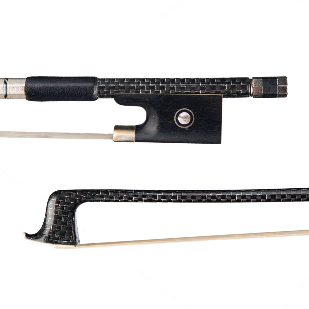 

NAOMI Master Silver Silk Braided Carbon Fiber Bow Sheepskin Grip Ebony Frog 4/4 Size Fiddle Bow