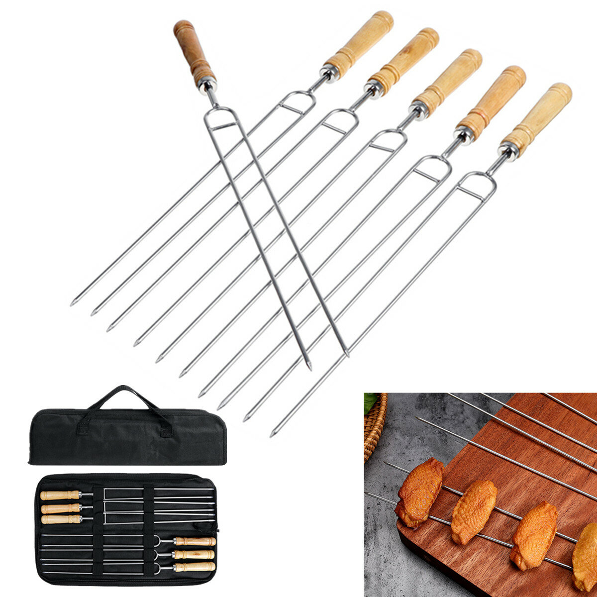 Roestvrijstalen Roosterende Marshmallow Stick Set Uitschuifbare Dual Fork Outdoor BBQ voor huishoude