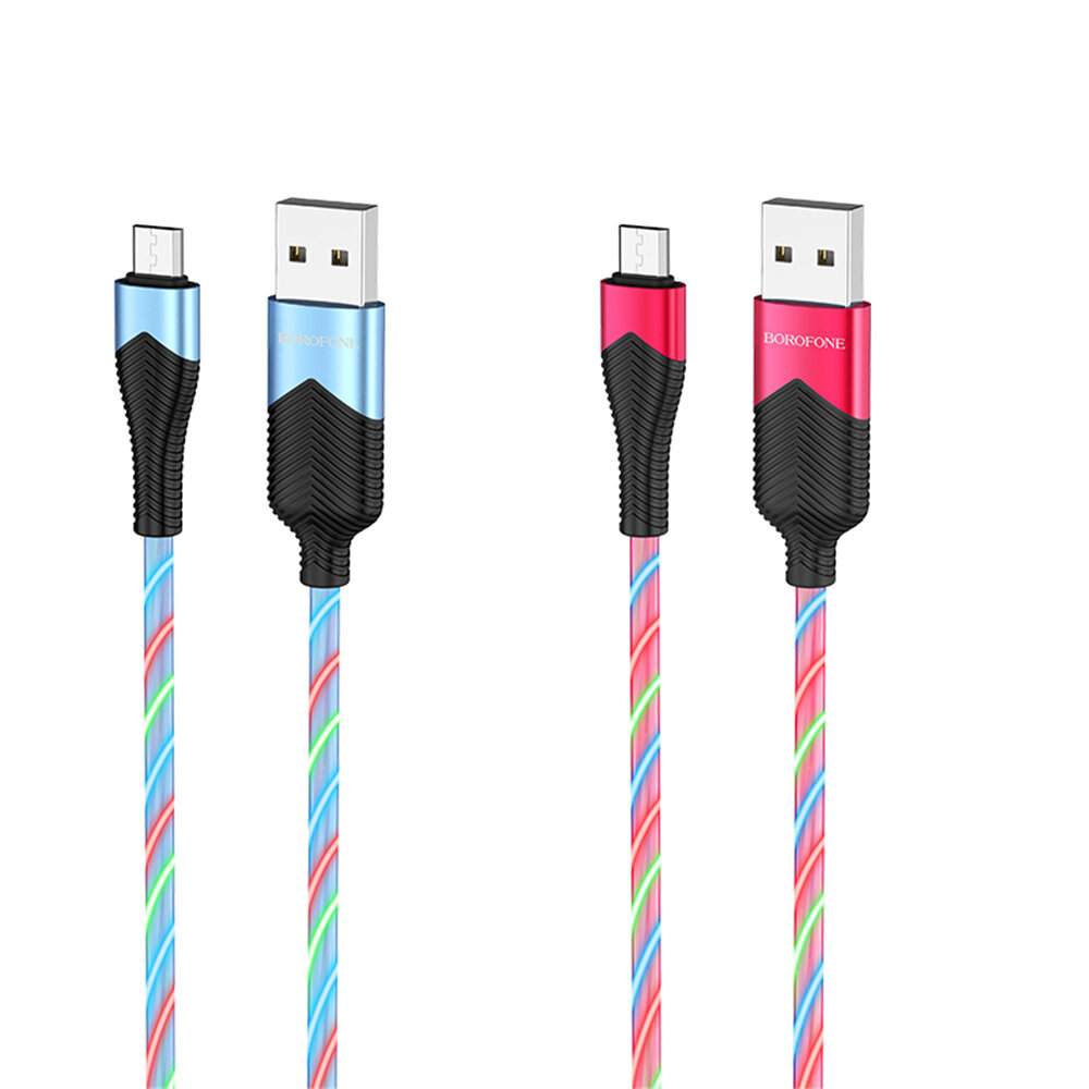 

HOCO BU19 2.4A Type C Micro USB RGB LED Light Fast Charging Data Cable For Huawei P30 Pro Mate 30 Mi10 K30 S20 5G