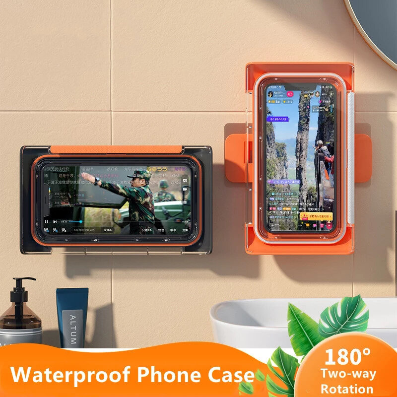 

Bakeey Touch Screen Waterproof Mobile Phone Case Bathroom Wall Mounted Holder Storager Sealed Organizer for Smartphone u