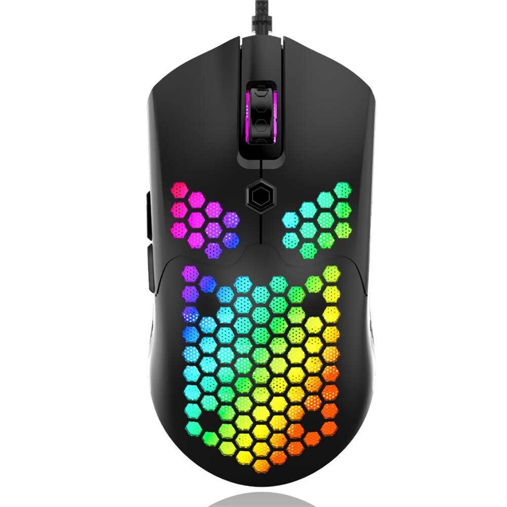 ZIYOULANG M5 Wired Game Mouse Breathing RGB Colorful Hohle Wabenform 12000DPI Gaming...
