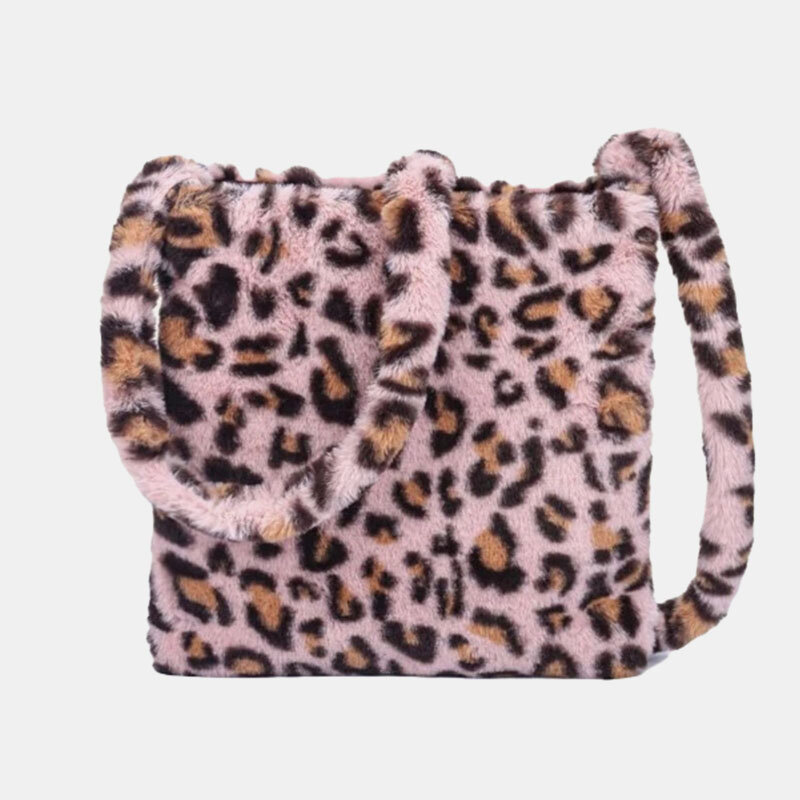 Women Felt Soft Leopard Pattern Cute Casual Personality Shoulder Bag Crossbody Bag