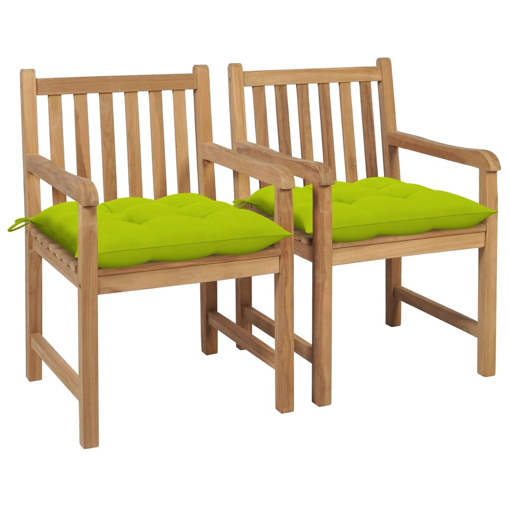 

VidaXL Garden Chairs 2 pcs with Bright Green Cushions Solid Teak Wood