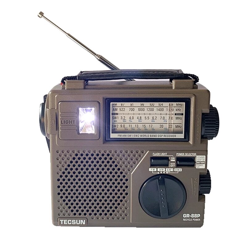 TECSUN GR-88P Digitale Radio Ontvanger Noodverlichting Radio Dynamo Radio Met Ingebouwde Luidspreker Handmatige Hand Power