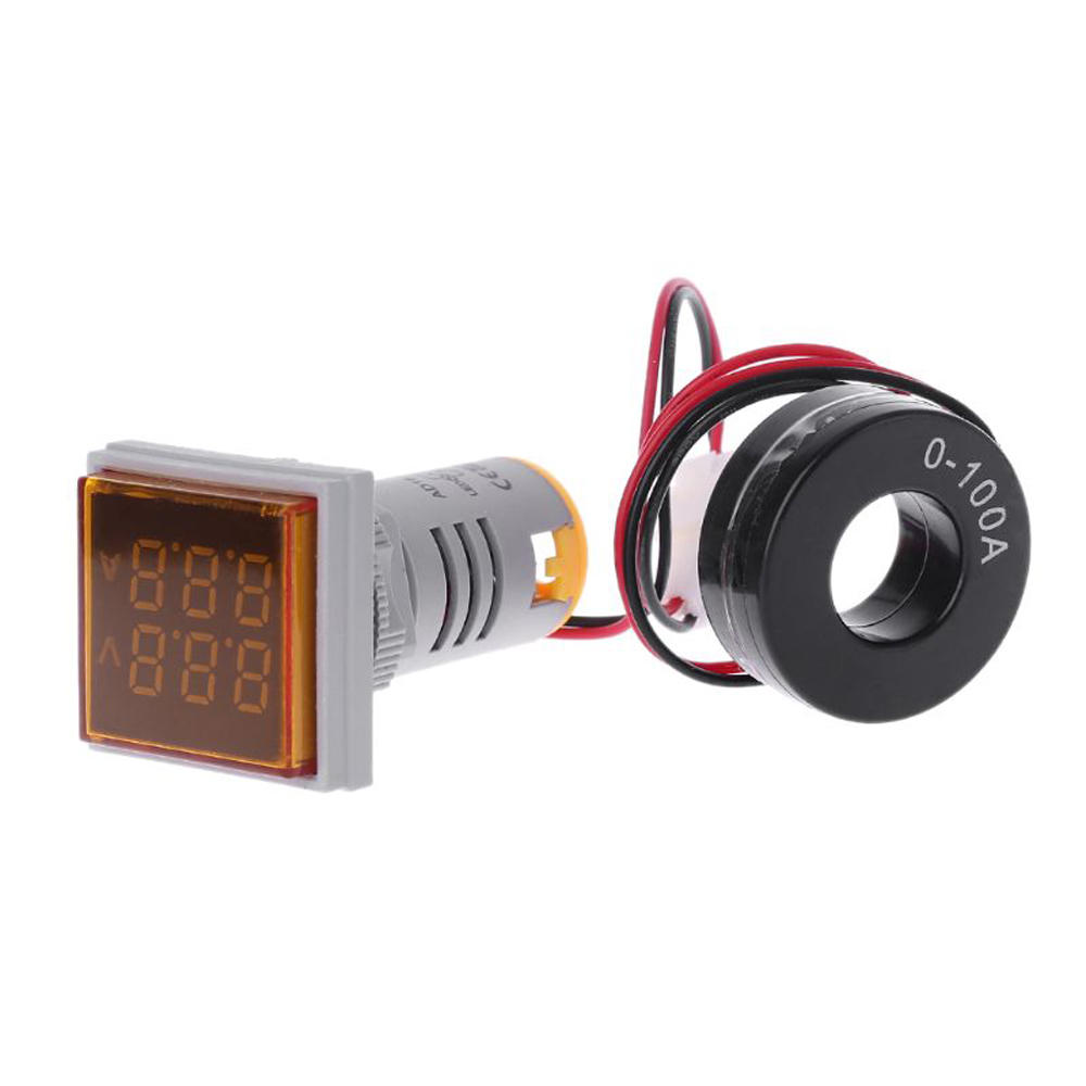 

3pcs Yellow Light AC 60-500V 0-100A D18 Square LED Digital Dual Display Voltmeter Ammeter Voltage Gauge Current Meter