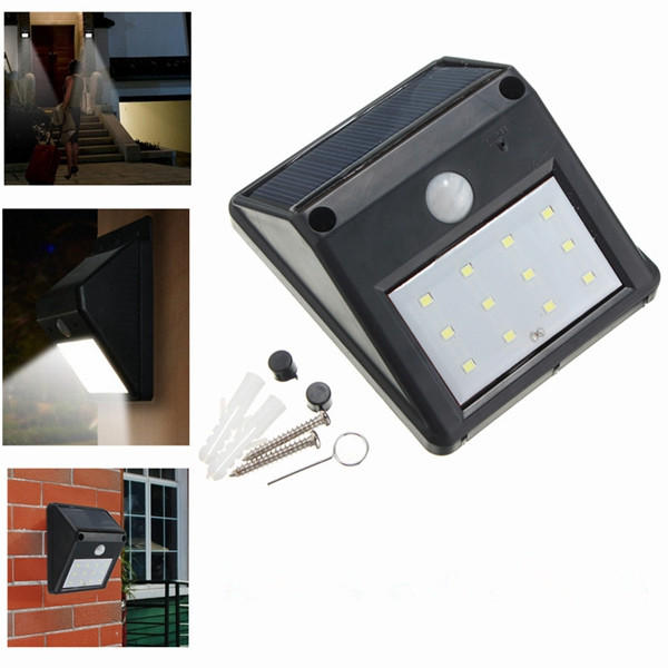 12-19W Solar LED Wall Light PIR Motion Sensor Outdoor Garden Yard Security Lamp 