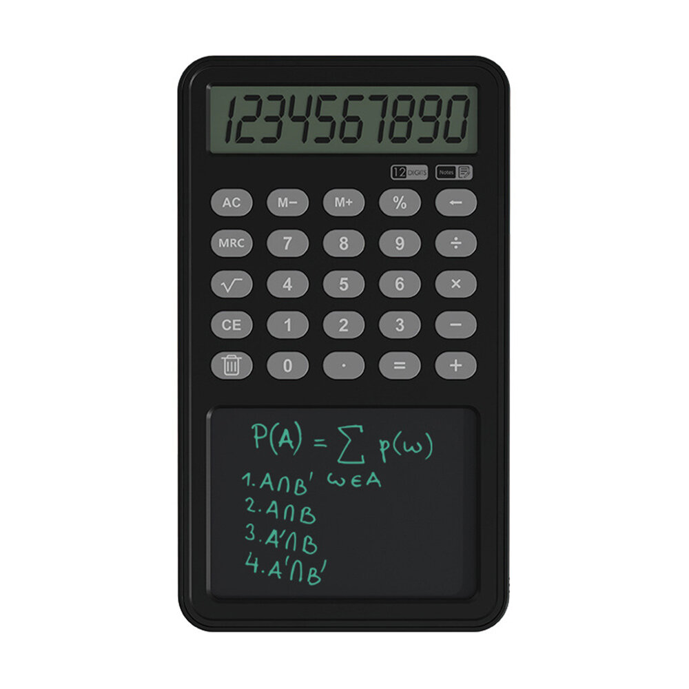 12-cijferige rekenmachine met LCD-schrijfbord Linkerhand Draagbaar tekentrekbord Office Finance Calc