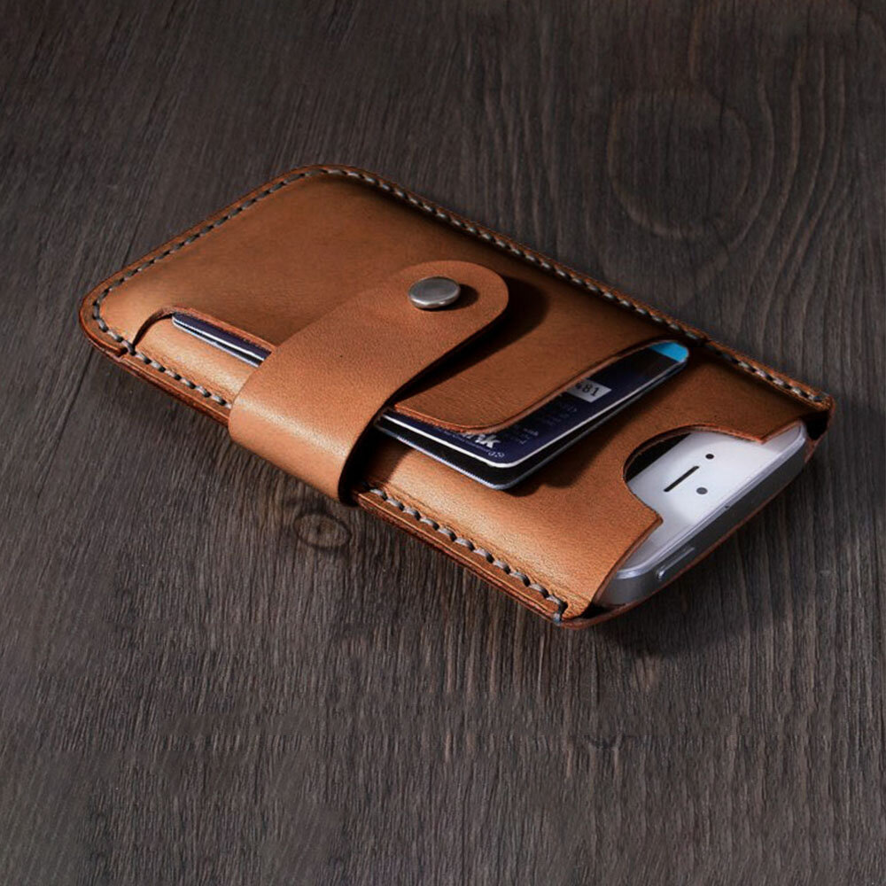 

Ekphero Men EDC Genuine Leather Hasp Vintage 4.7 Inch Phone Bag Wallet Purse ID Wallets