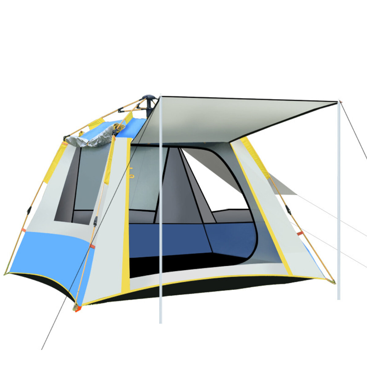 5-6 People Fully Automatic Set Up Tent With 3 Windows Family Picnic Travel Rainproof Windproof Camping Tent Carpa