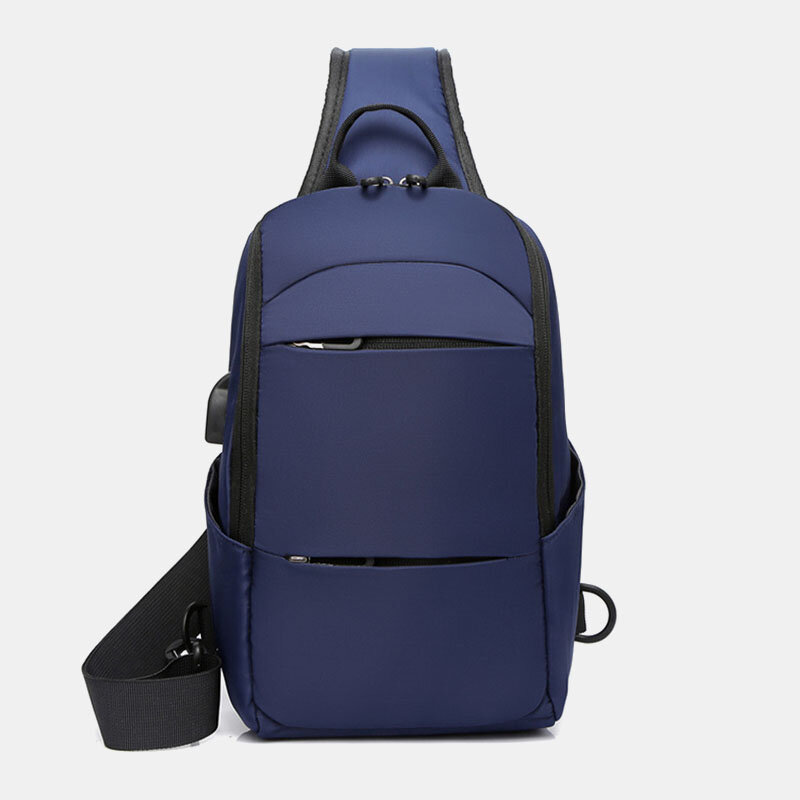 Men Oxford Large Capacity USB Charging Multi-Layers Waterproof Crossbody Bag Chest Bag Sling Bag