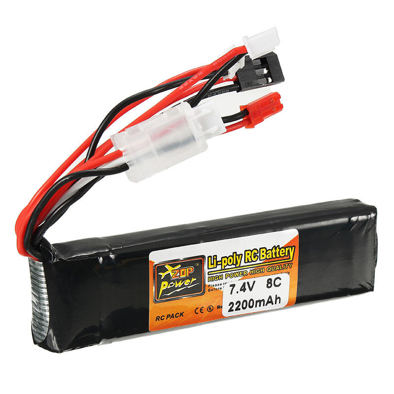 ZOP Power 7.4V 2200mAh 8C 2S Lipo-batterij JR JST FUBEBA-stekker voor zender