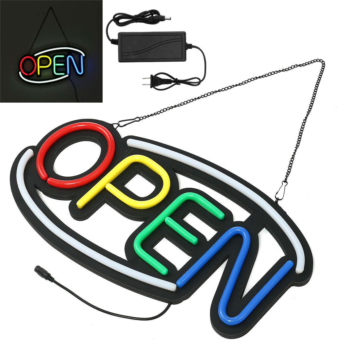 

50x26cm LED Neon OPEN Sign Light Display Business Cafe Bar Club Store Wall Advertising Decor US Plug