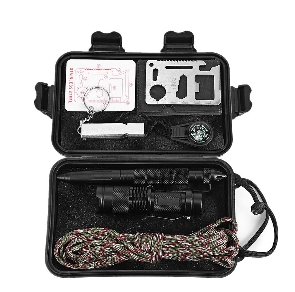 7 en 1 multifuncional kit de supervivencia de emergencia al aire libre SOS Equipment herramienta para viajar senderismo caza