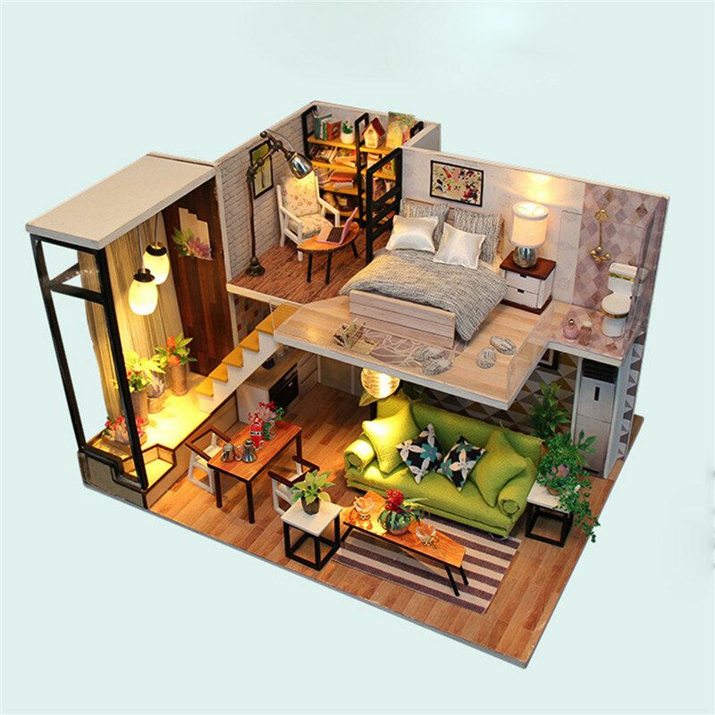 Multi-style 3D Wooden DIY Assembly Mini Doll House Miniature with Furniture Educational Toys for Kid