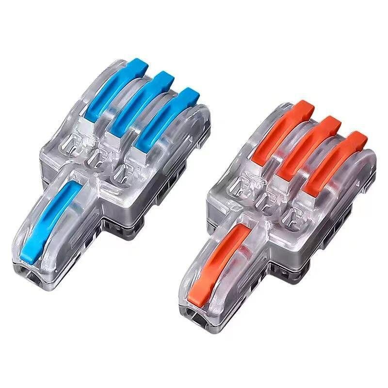 

LUSTREON F13 Wire Connector 1 In 3 Out Color Handle Branch Terminal Transparent Shell Combined Butt-Type Parallel Connec