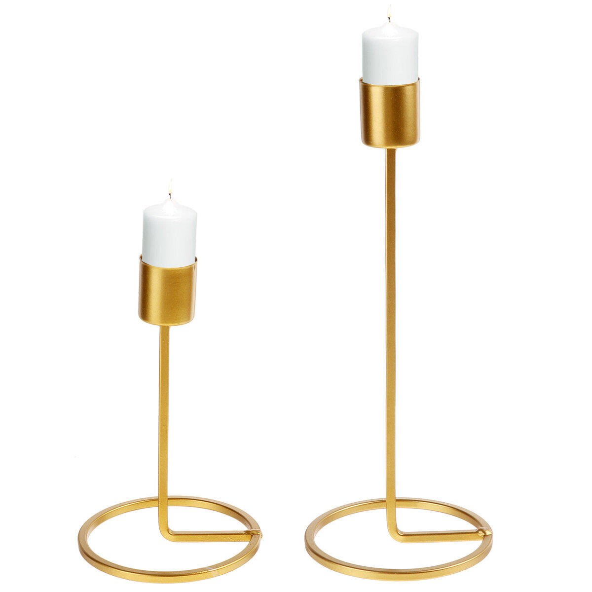Golden Single Head Candle Holder Metal Nordic Geometric Candlestick For Home Office Restaurant Roman