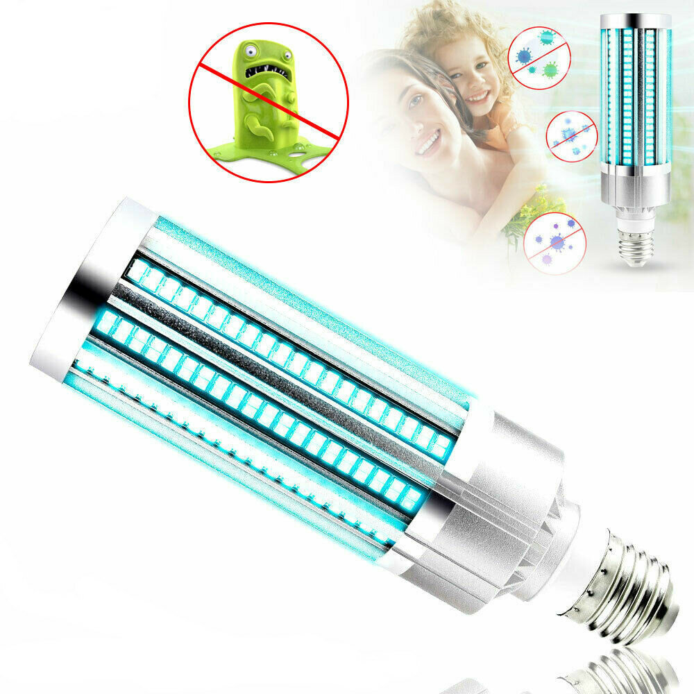 60W UV مصباح UVC E27 LED لمبة تطهير الأوزون المنزلية ضوء + التحكم عن بعد مراقبة مصباح معقم