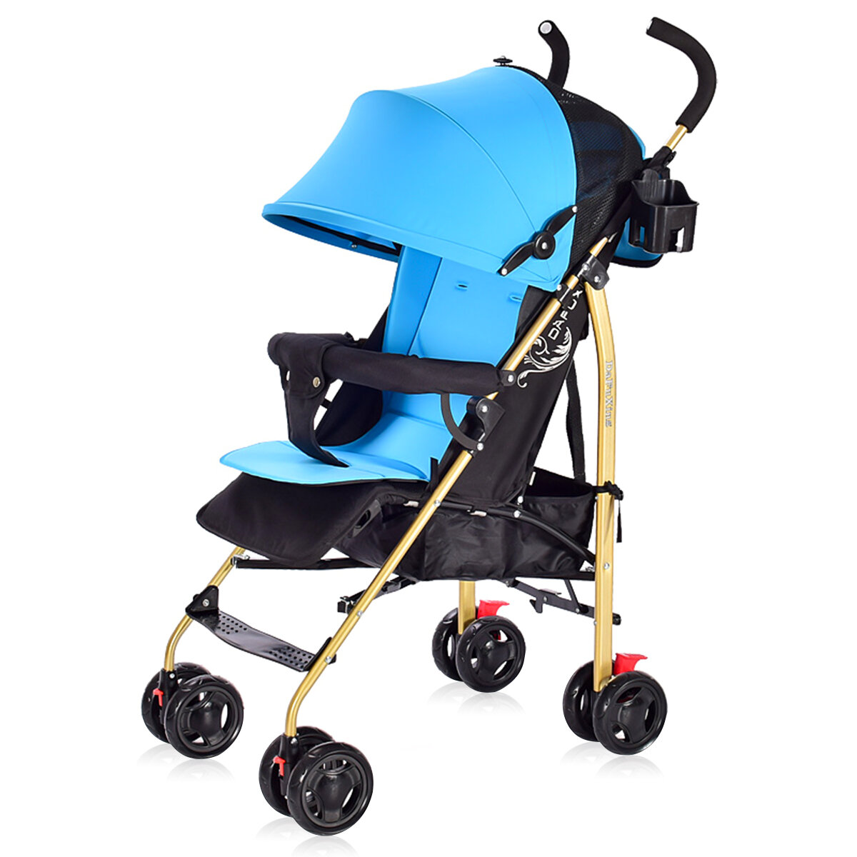 

Folding Baby Stroller 100-175° Adjustable Anti-UV Panel Canopy 4-wheels Kids Pushchair for 0-3 Years Old