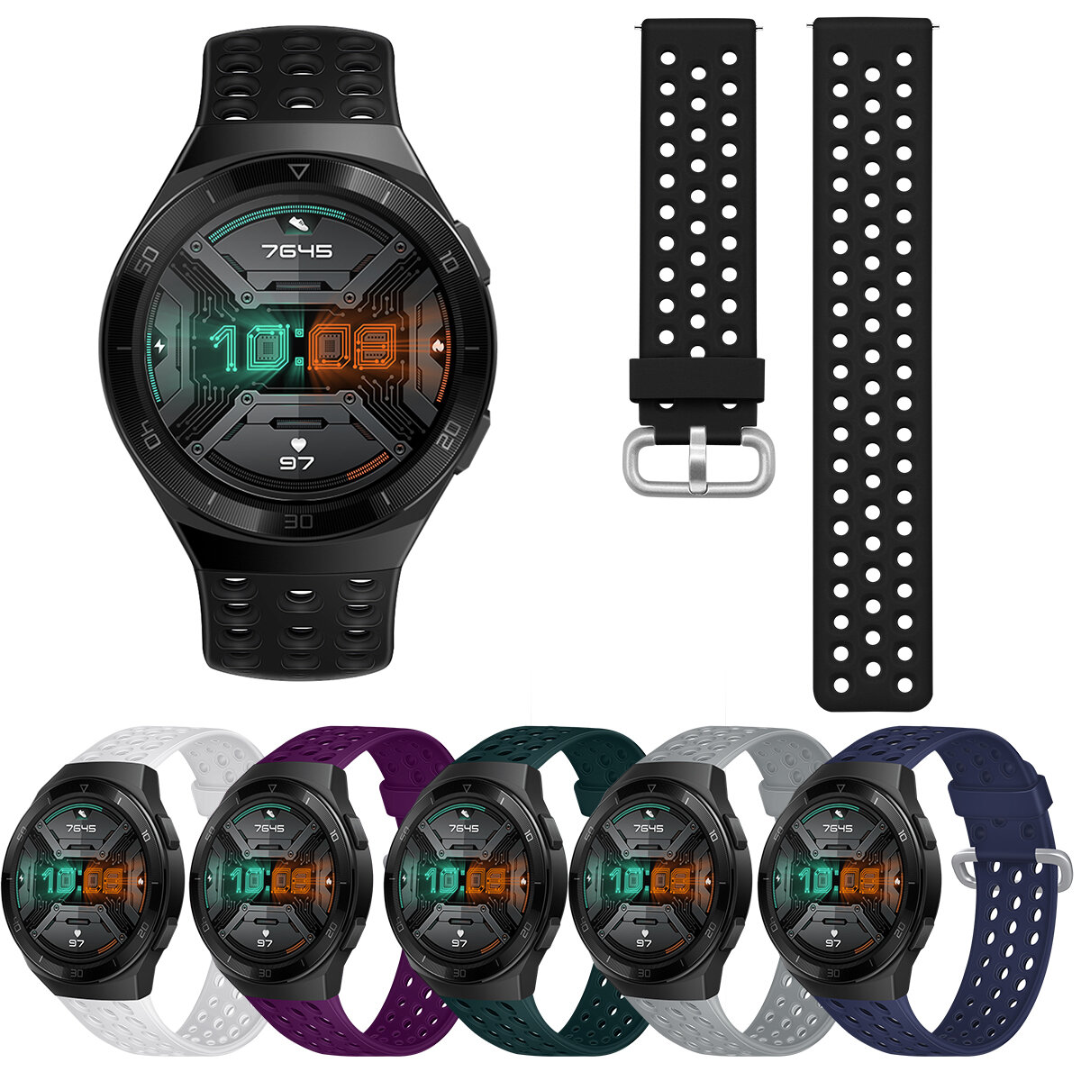 Bakeey 22 mm siliconen smart horlogeband vervangende riem voor HUAWEI BEKIJK GT 2e