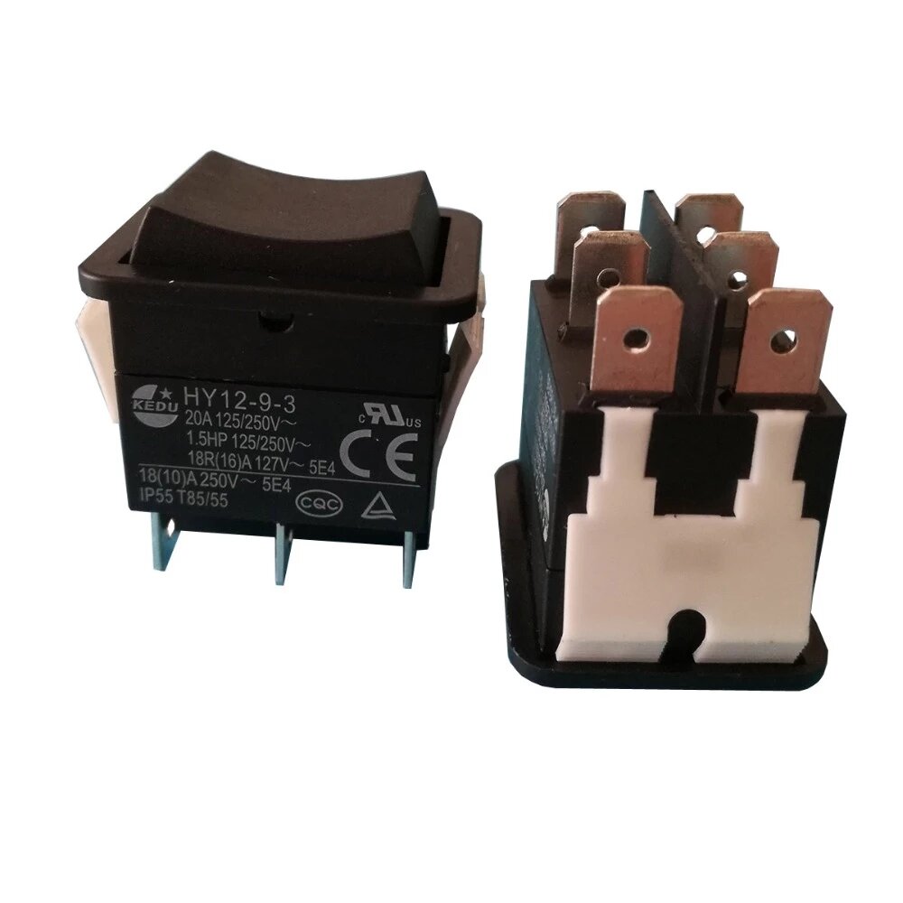 

KEDU HY12-9-3 125/250V 20A 6Pin Momentary Push Button On Off On Rocker Switch Pushbutton Switches for Electric Power Too