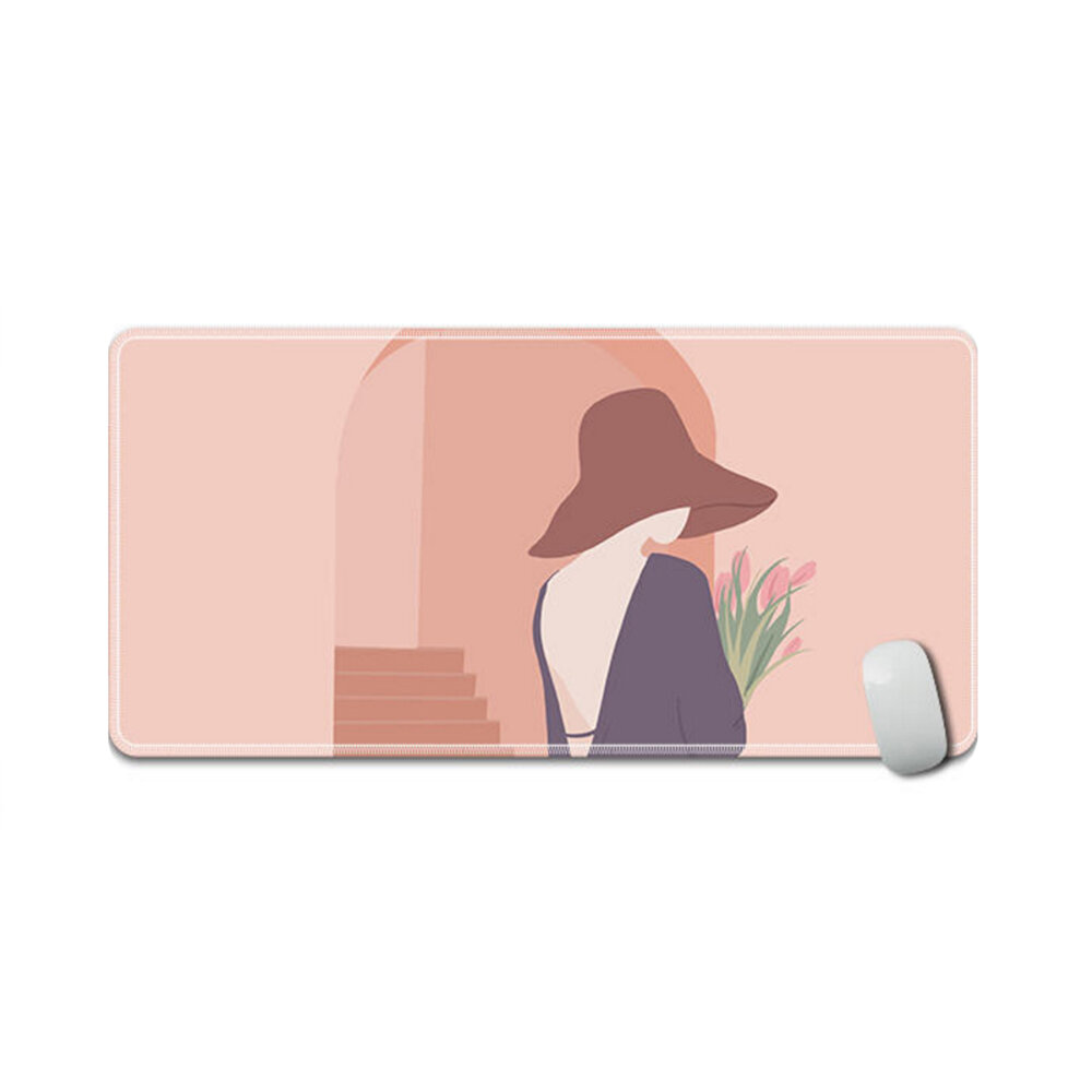 800*300*3MM Extra Large Mouse Pad Woman/Balcony/Lonely Pattern Keyboard Mat Anti-Slip Rubber Thickened Locked Edge Keybo