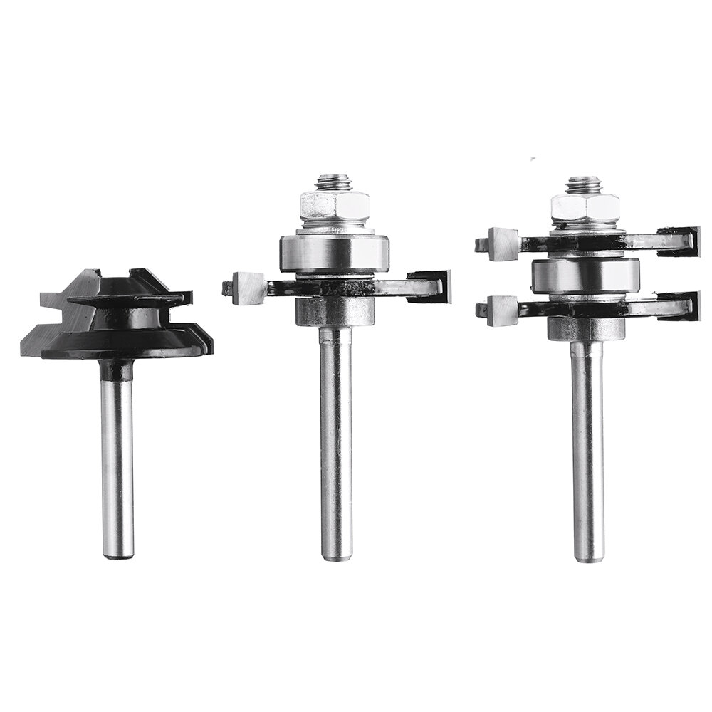 

Drillpro 3Pcs 3 Teeth T-shape Tongue & Grooves Router Bit & 45 Degree Lock Miter Router Bit 1/4 Inch Shank Wood Milling