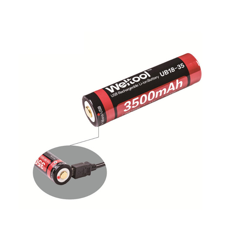 

Weltool UB18-35 1 Pcs 3500mAh USB Rechargeable 18650 Battery For Flashlight Electric Bike