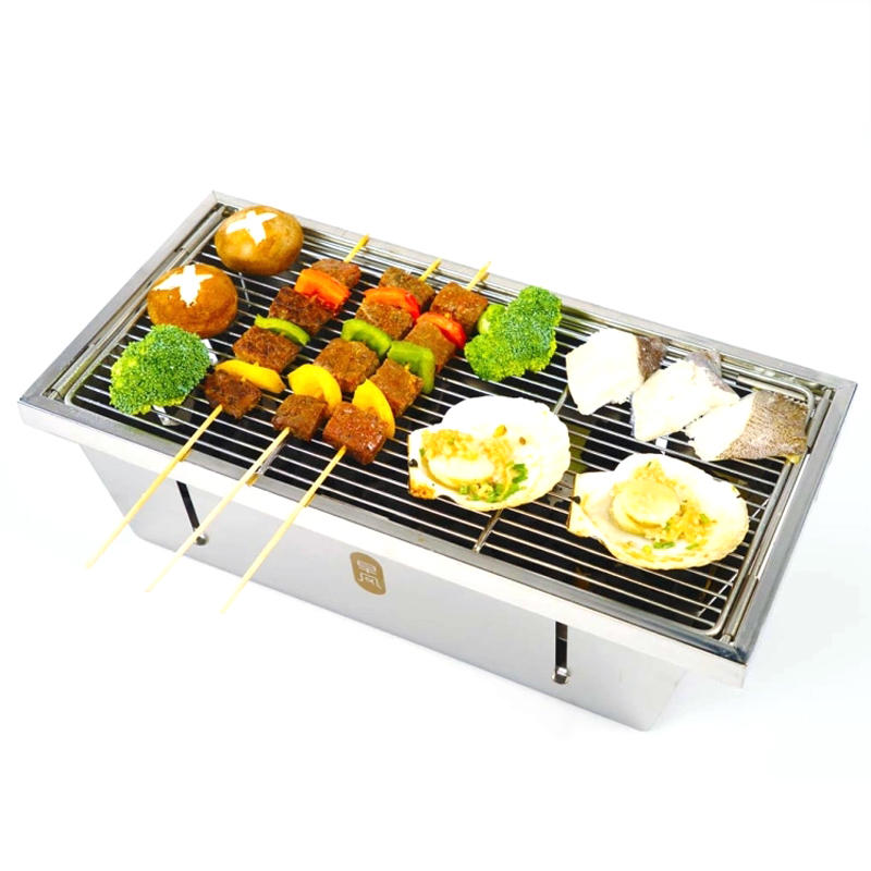 ZENPH BBQ Grill Stainless Steel Folding Barbecue Stove Charcoal Barbecue Rack Camping Picnic from 