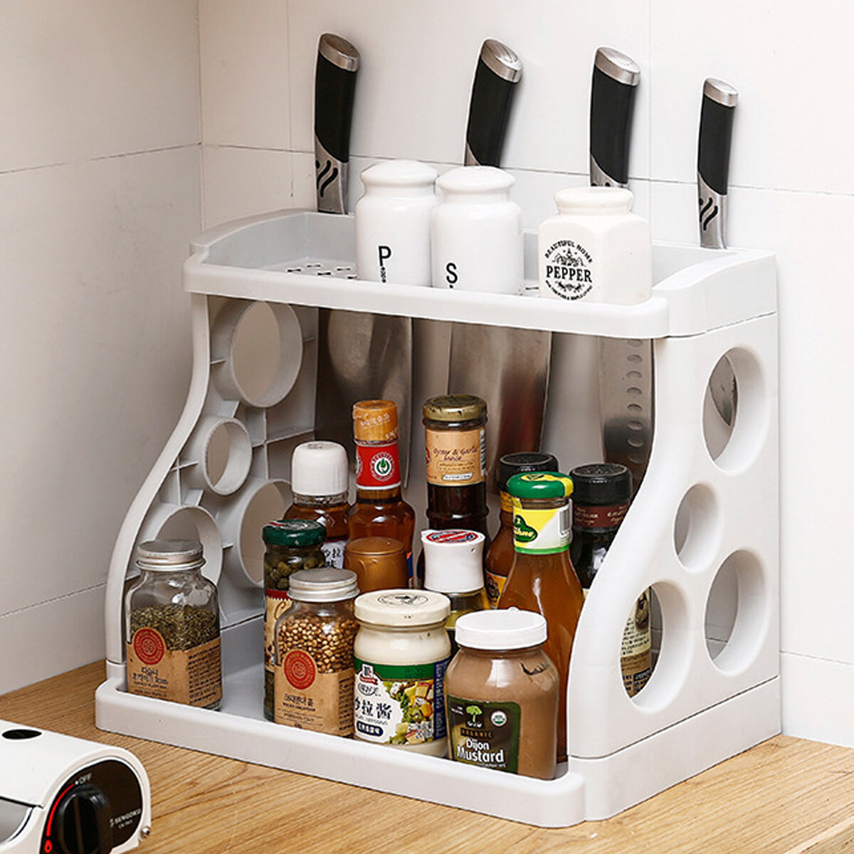 Kitchen Shelf Pantry Storage Can Spice Jar Rack Plastic Shelves Organiser