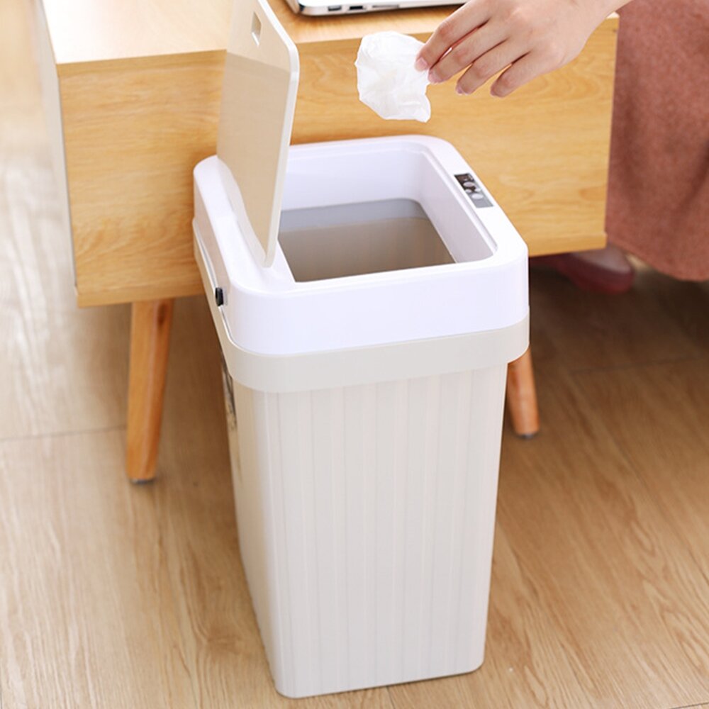 Automatic Intelligent Sensor Trash Bin Household Living Room Kitchen Bedroom Bathroom Trash Plastic 